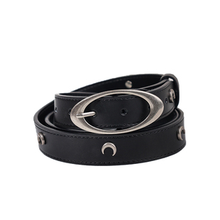 简束Marine做旧五金复古朋克男女士月牙真皮腰带月亮牛皮皮带女