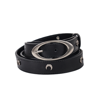 简束小众复古月亮男女牛皮腰带