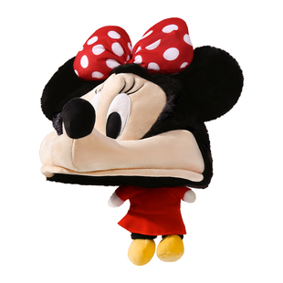 迪士尼正版米奇米妮帽子女2026新款毛绒玩偶帽拍照打卡护耳套头帽