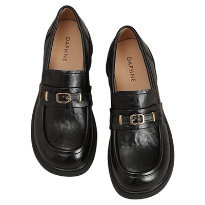 达芙妮英伦厚底一脚蹬乐福鞋女