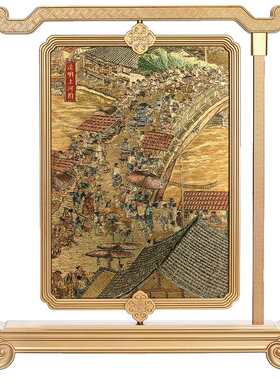 周六福计价千里河山画工艺黄金摆件送礼收藏见宝非遗系列节日礼物