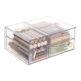 桌面化妆品收纳抽屉透明亚克力高级感整理盒口红分格大容防尘组合