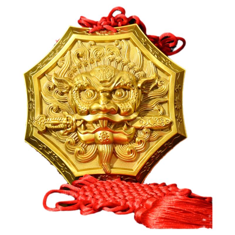八角狮睚眦家居咬剑挂件全铜