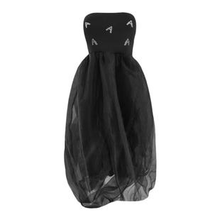 Aimme sparrow 向昕/倪虹洁同款连衣裙新款钻石A字母泡泡裙优雅女