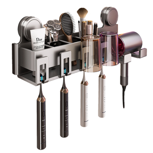 百悍吸盘牙刷架置物架壁挂式挂架免打孔架杯壁挂收纳卫生间牙杯架