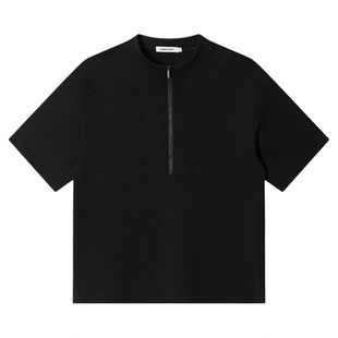 CLIMAX VISION天丝棉空气层半高领拉链舒弹廓形短袖T恤男半袖tee
