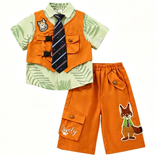 儿童疯狂动物城尼克狐狸cos服男童马甲三件套六一演出服工装套装