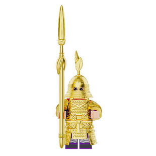 中国积木古代士兵人仔金朝铁浮屠金甲战马重铠甲儿童拼装玩具男孩