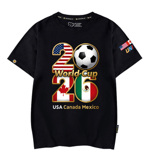 2026世界杯纪念美国加拿大墨西哥元素球迷短袖T恤衫男女纯棉半袖