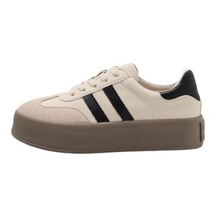 小个子复古内增高德训鞋女春秋新款小码女鞋323334板鞋厚底小白鞋