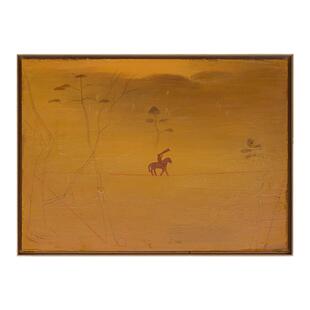 若奈 堂·吉柯德《骑士独行》爱马仕橙色风情手绘画玄关走廊尽头