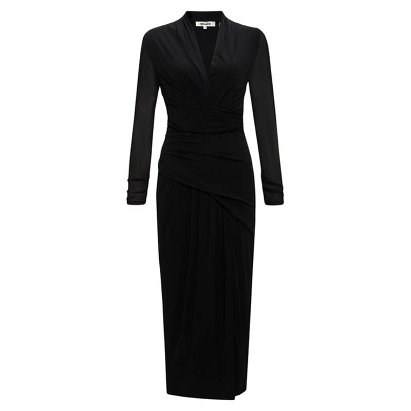 [小红裙]DVF纯色裹身宴会礼服年会连衣裙SERINA