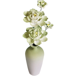 景德镇陶瓷花手工仿真永生花束绿色大号牡丹客厅摆件女神乔迁礼物