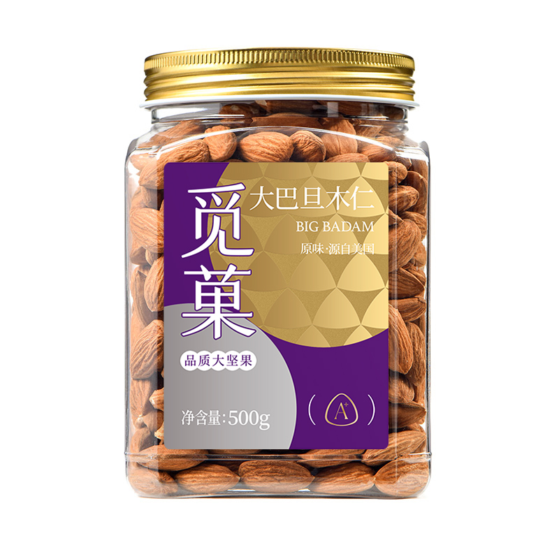 觅菓大巴旦木仁500g罐装孕妇儿童坚果零食