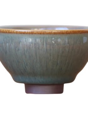 范泽锋天目盏兔毫盏建盏陶瓷茶杯绿色渐变釉面功夫茶具单个礼盒装