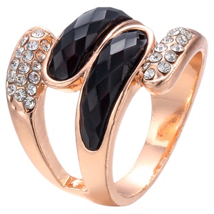 欧美夸张个性饰品戒指女轻奢高级感小众食指黑色时尚玫瑰金大指环