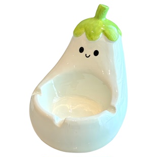 可爱高颜值茄子烟灰缸家用客厅办公室烟灰缸陶瓷创意卧室个性摆件