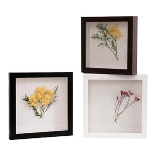 立体中空植物蝴蝶标本胡桃色原木相框动物DIY手工A4衍纸昆虫画框