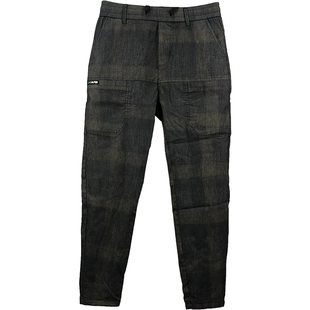 66春秋季男士新款修身小脚裤男六口袋休闲裤格子男裤条纹潮流长裤