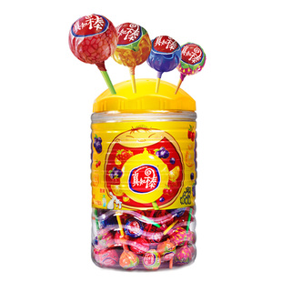 真知棒约108支桶装棒棒糖混合水果味星空创意休闲糖果机年货