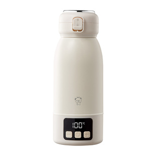 小贝熊便携式调奶杯婴儿外出冲泡奶专用不锈钢电热恒温水杯保温杯