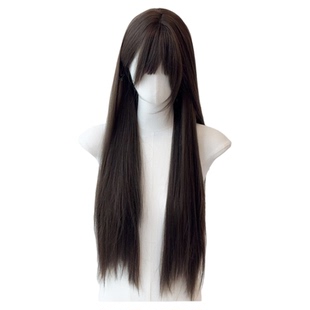 喵喵岛假发80cm日常jk假发lolita黑长直齐刘海假发女齐刘海全头套