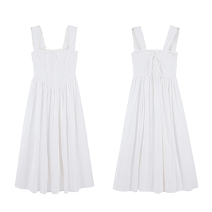 澳洲小众设计师宫廷100%棉连衣裙 (腰线鱼骨设计)