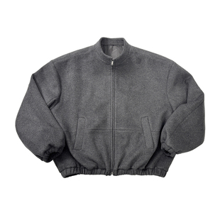 Aurocean 学院少年羊毛呢外套 宽版廓形深灰色冬季保暖夹克