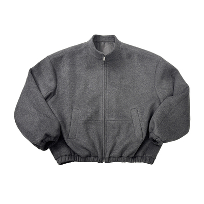 Aurocean 学院少年羊毛呢外套 宽版廓形深灰色冬季保暖夹克