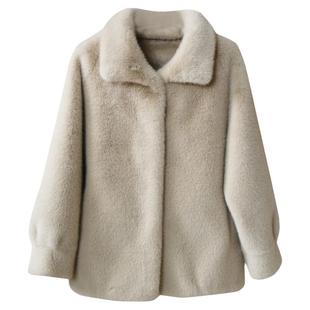 反季皮草外套女新款秋冬季环保仿水貂皮毛一体中长款减龄高领黑色