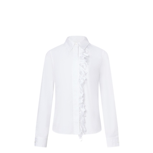 宝姿PORTSPURE女装舒适淡人清新手工编织门襟设计感衬衫