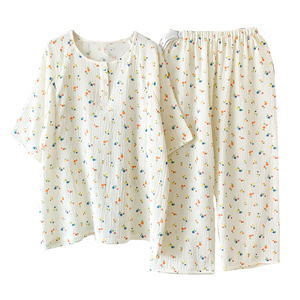 短袖纯棉纱布月子服套装女喂奶衣薄款产妇哺乳产妇夏季坐月子睡衣