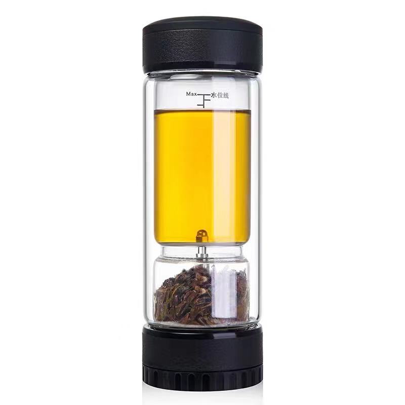 茶之恋至臻版茶水分离泡茶杯男女便携车载杯子高档双层过滤玻璃杯