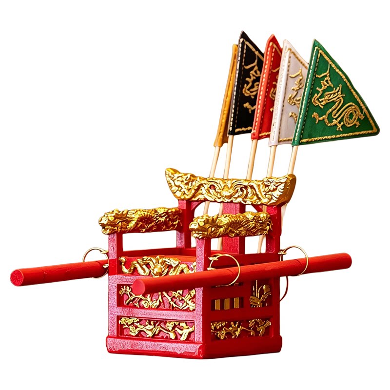 龙椅神轿配五色旗轿子闽南妈祖潮汕文化风俗创意车载家用迷你摆件