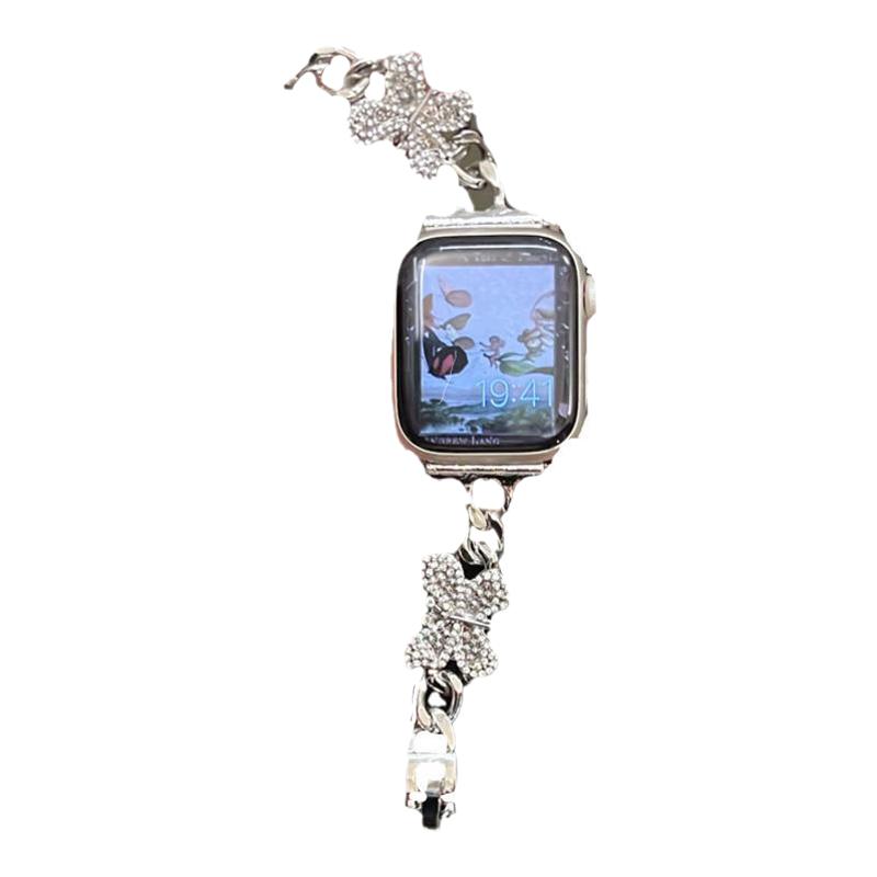 珍珠巴洛克蝴蝶金属链适用于苹果applewatchs978代65SE静静的表带