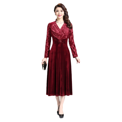 褶皱古贝莎中年风显气质结婚礼服