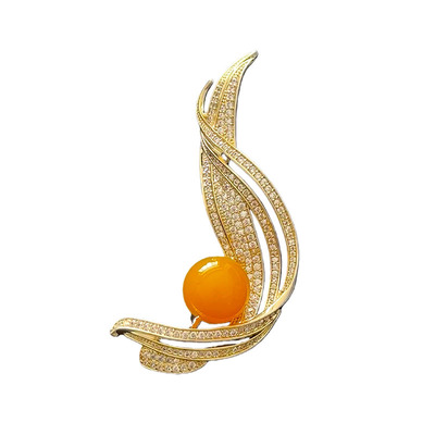 日本M家同款满钻金枝玛瑙胸针