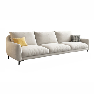 DDC意式简约直排猫抓绒布沙发组合棉麻布艺现代大小户型客厅贵妃