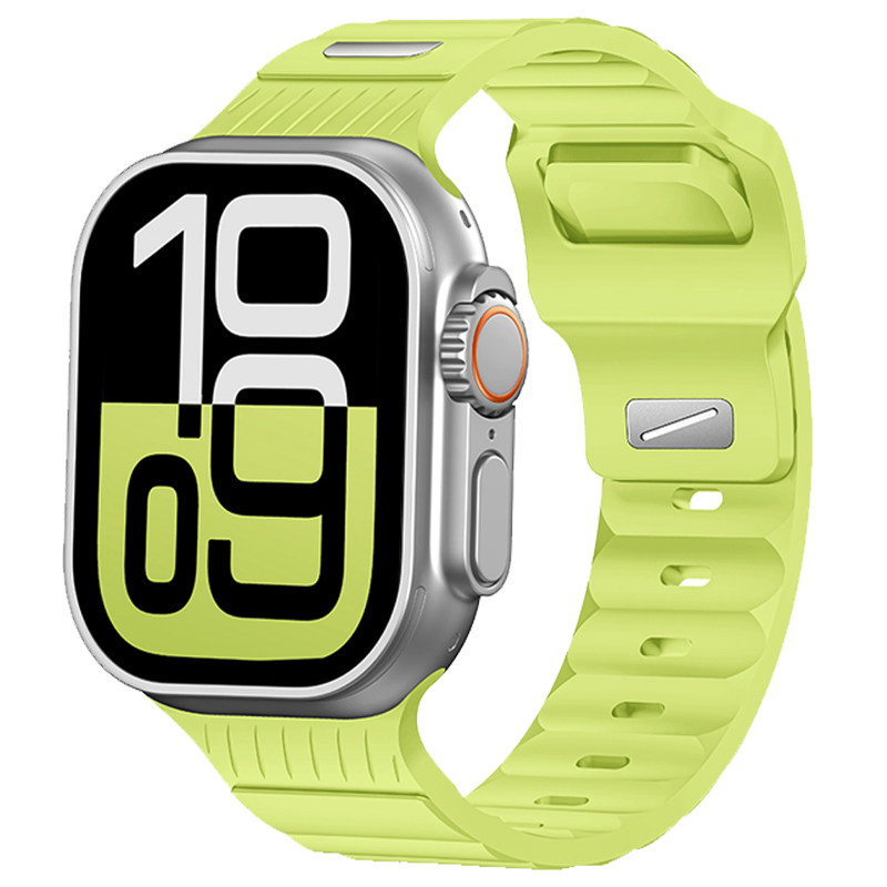 适用iwatch ultra4/3手表表带氟橡胶绿橙运动硅胶applewatchS10/S11/S12/9se6/5表带高级创意男生苹果小众女