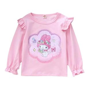 5岁春秋童装女童打底衫薄款亮片变色衣服儿童长袖T恤2026新款上衣