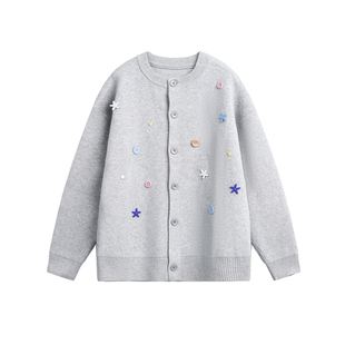 TIRED设计感趣味纽扣开衫毛衣外套秋冬季情侣街头针织衫休闲上衣