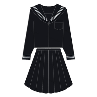 正统黑三本基础款jk制服裙套装正版原创水手服中间服秋冬不良长裙