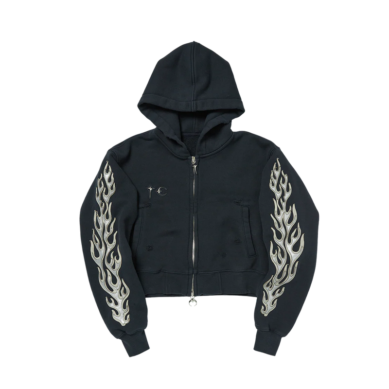 Thugclub破坏刺绣火焰美式外套