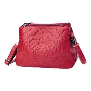 真皮女包2025新款中年喜婆婆喜妈妈结婚宴包头层牛皮红色斜挎包女