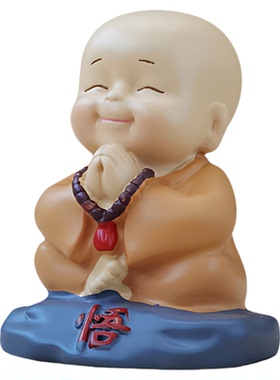 禅意小和尚笑脸佛像摆件