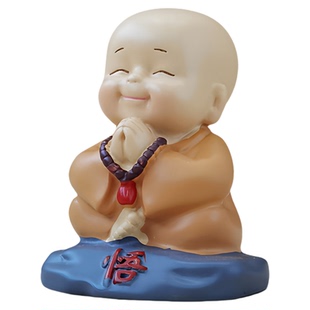 可爱慧乐小和尚摆件禅意装饰桌面工艺品人物摆设解压治愈笑脸佛像