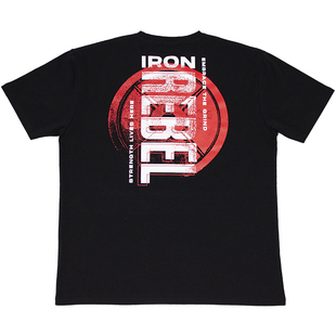 IR杠铃片短袖男收袖口显大健身美式修身运动衫弹力训练力量举T恤