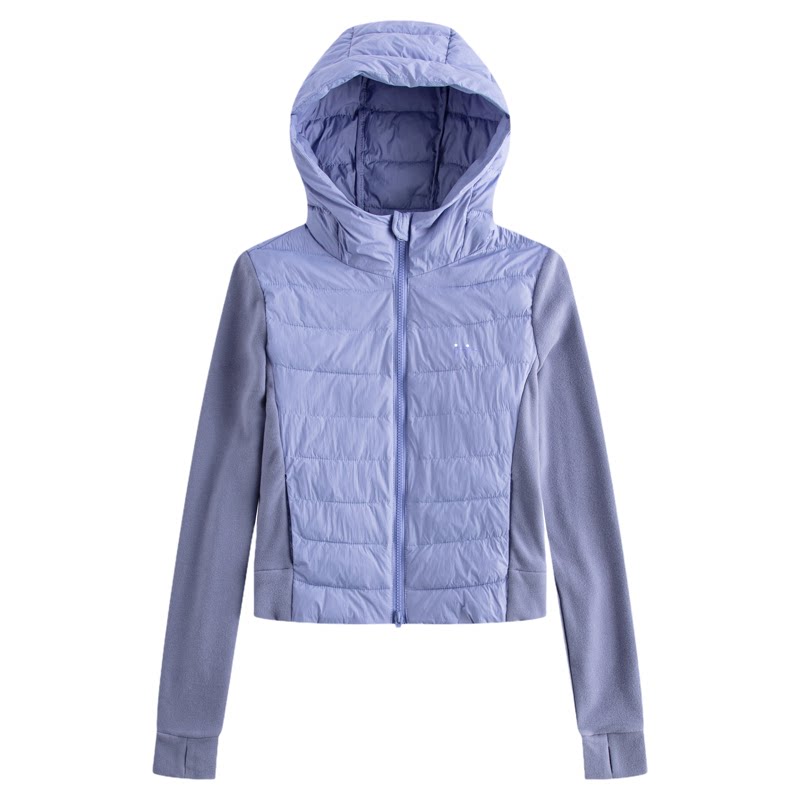 riverstone plus 连帽拼接立领短款棉服女冬季撞色双拉链面包服