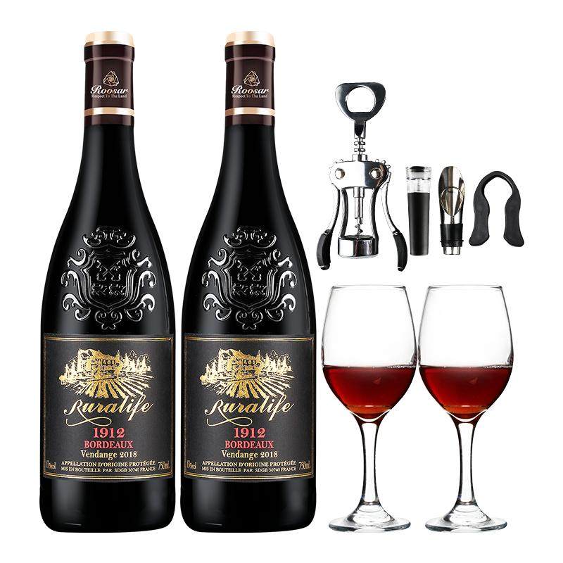 【原瓶进口】罗莎法国进口红酒波尔多产区AOP干红葡萄酒750ml*2瓶