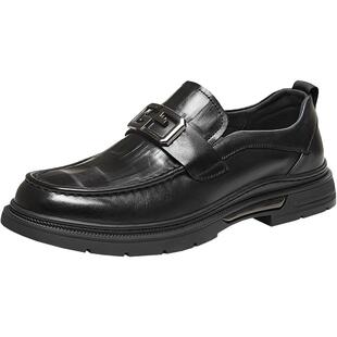 百思图26春季新款一脚蹬乐福豆豆鞋商务通勤男士休闲皮鞋WYC27AM6